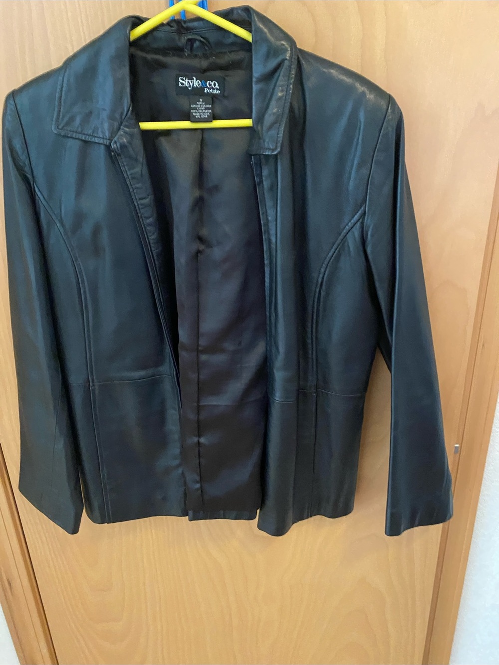 Style & Co. Black Petite Leather Blazer Jacket